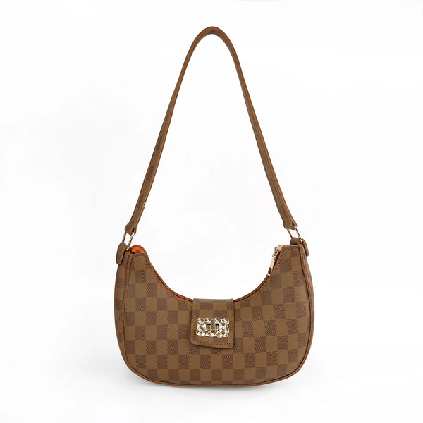 MIDNIGHT CHEKERED BROWN BAG