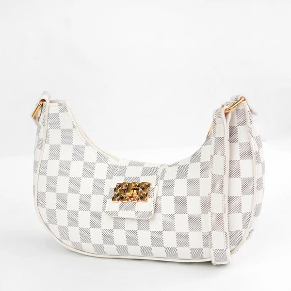 MIDNIGHT CHEKERED WHITE BAG