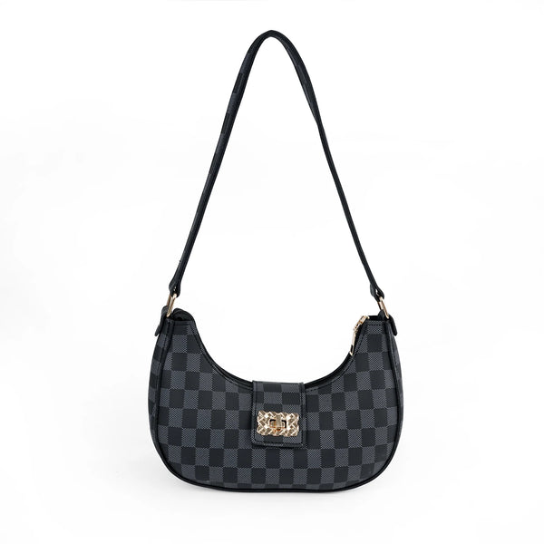 MIDNIGHT CHEKERED BLACK BAG