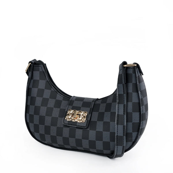 MIDNIGHT CHEKERED BLACK BAG